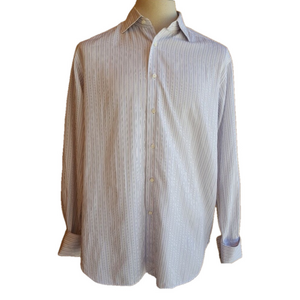 Ermenegildo Zegna Classic Long Sleeve Light Blue & White Striped Dress Shirt